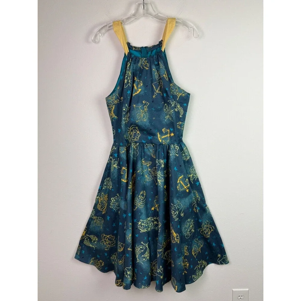 Pinup Couture Audrey Zodiac Celestial Dress Large Fit & Flare Retro Rockabilly - Picture 2 of 10